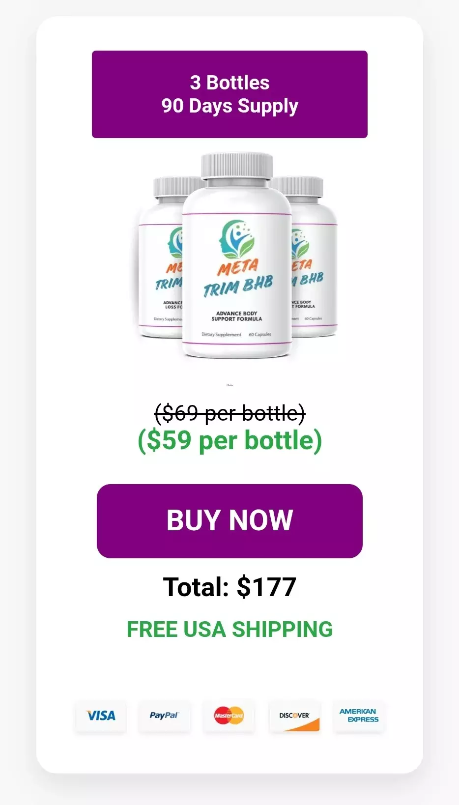 MetaTrim BHB™ 3 bottles pricing
